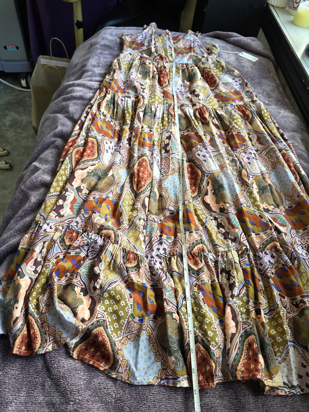 NWT Dex Paisley Boho Tiered Maxi Dress Size XS Vacation Cottage Resort Wear - Picture 10 of 10